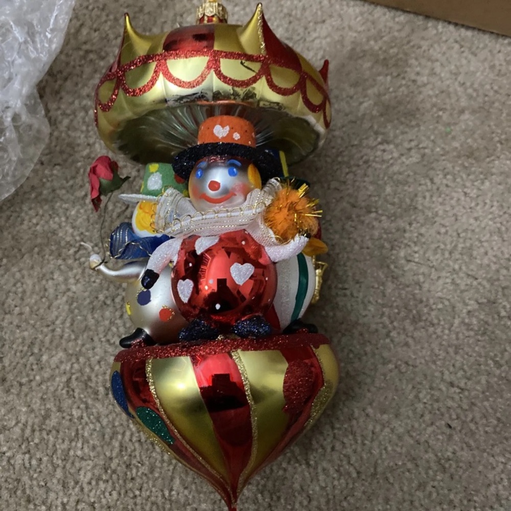 Circus Clowns Blown glass Christmas Carousel.

Brand new excellent condition